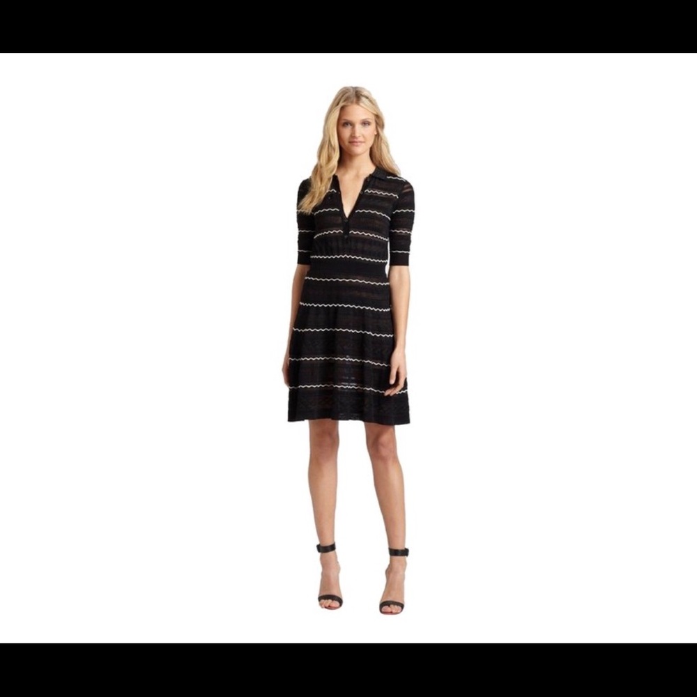 M Missoni black and white striped collared dress